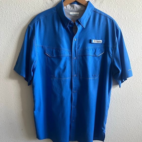 NWOT Columbia Men's PFG Low Drag Offshore Blue Short Sleeve Shirt Size M - Picture 2 of 11